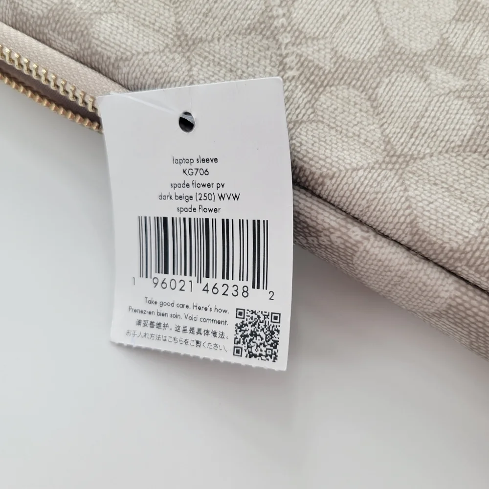Kate Spade Beige Floral‎ Laptop Sleeve Case Cover New